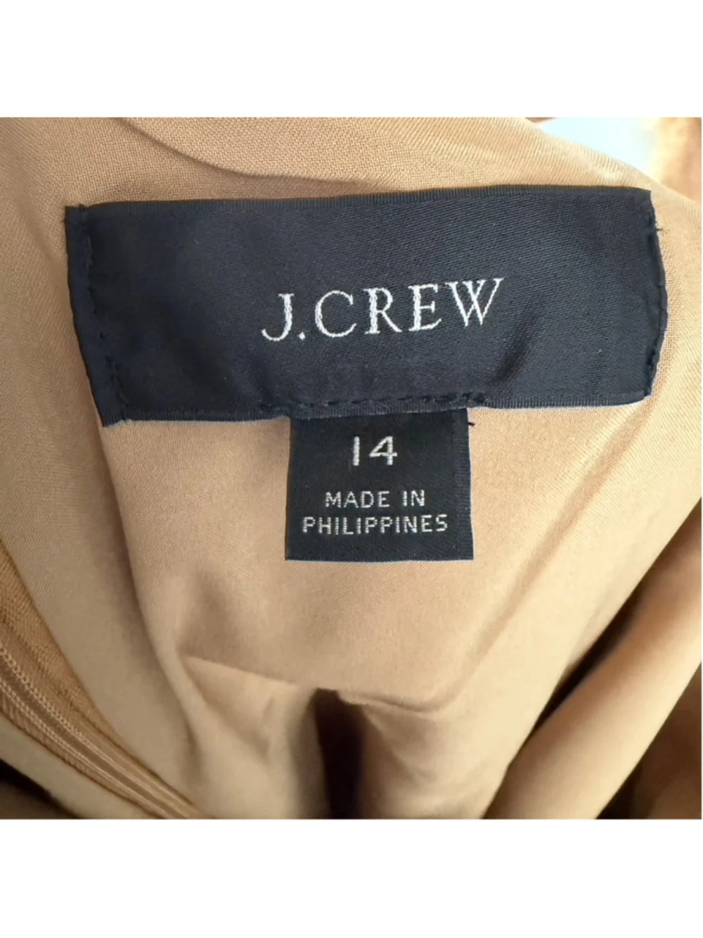 J. Crew Gramercy Twill Square Neck Dress A-Line Sleeveless Mini Caramel Size 14